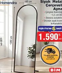 HOMENDRA SİYAH METAL ÇERÇEVELİ AYNA fiyat ve kampanya bilgisi